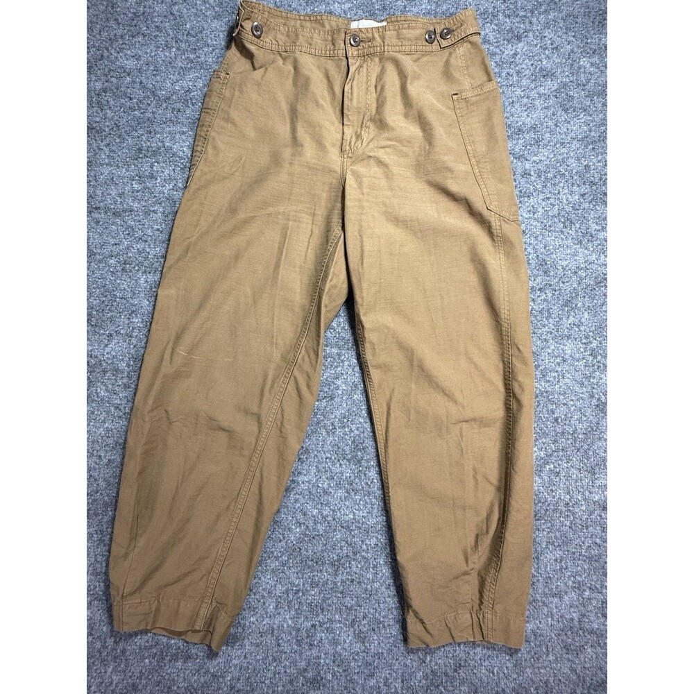 Everlane Organic Cotton Utility Barrel Pants Womens 10 Tan High Rise Crop